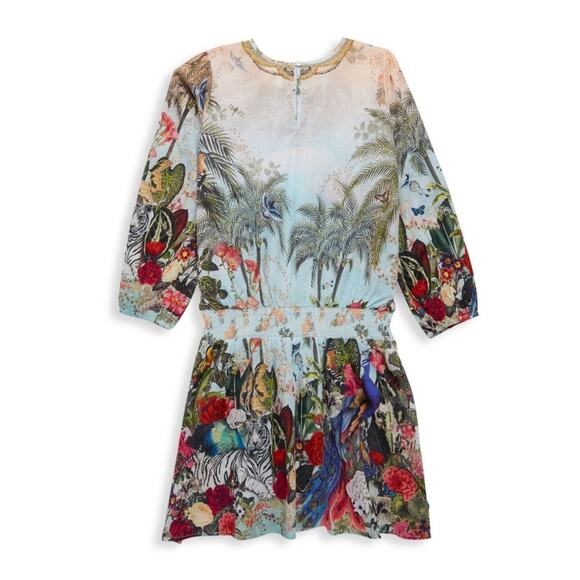 Milla by Camilla Kids Cotton Mixed Print Bejeweled Floral Long Sleeve Dress - Picture 2 of 8
